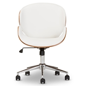 Baxton Studio Bruce Modern and Contemporary White and Walnut Office Chair